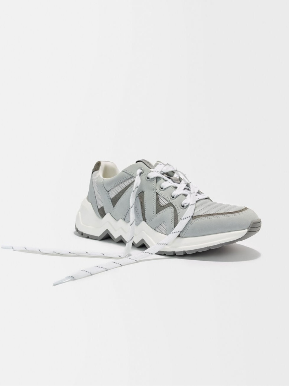 Maje Gray and Light Gray Lace-Up Sneakers